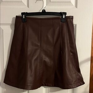 LOFT Dark Brown Faux Leather Mini Skirt